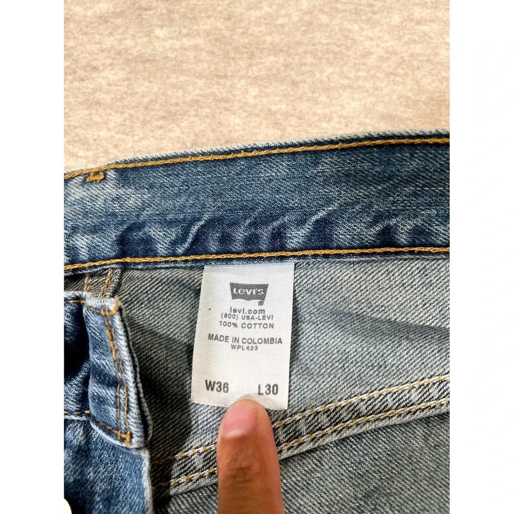 Levis 501 Original Fit Jeans Mens 36x30 Blue Denim Cotton Straight Leg High Rise